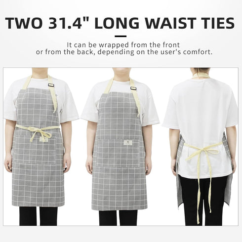 NLUS 2 Pack Kitchen Cooking Aprons: Adjustable Bib, Waterproof Chef Apron with 2 Pockets for Men & Women (Green
