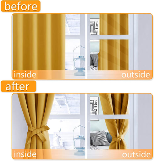 2 52 45 Inch Hiasan Blackout Curtains for Bedroom - Thermal Insulated & Light Blocking Window Curtains for Living