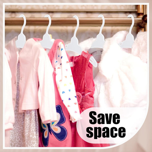 50 18 Inch Soulchen Pcs Doll Clothes Hangers for Dolls, White Plastic Clothes Hangers with Non-Slip Clips, Space-Saving