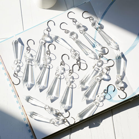20PCS Prisms,55mm Clear Chandelier Icicle Crystal Chandelier Crystals Replacement,Crystals for Chandeliers with Hooks