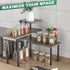 ZHWS Adjustable 3 Tier Kitchen Countertop Organizer, Rustic Grey Bathroom Counter Organizer with 4 Metal Hooks