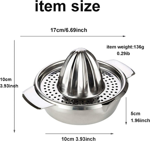 Wingwa Stainless Steel Lemon Squeezer Citrus Juicer Handheld Press Orange Juice Squeezing Tool with Bowl Storage