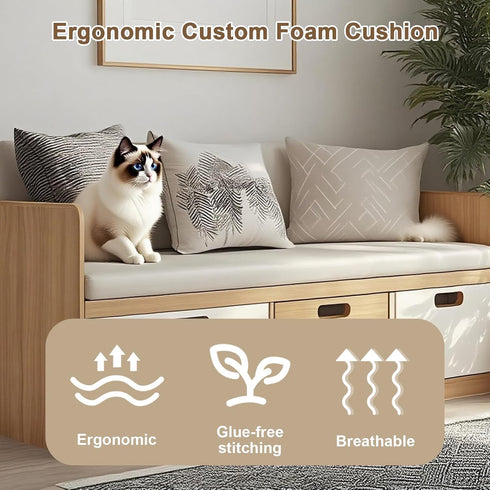 75D Custom Bench Cushions, Cat Claw Leather Fabric Bench Cushions for Indoor/Outdoor Furniture, Mudroom, Reading Nook