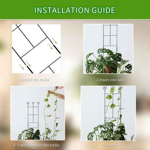 Hensal 2 Pack 30'' Plant Trellis for Climbing Plants Indoors, Metal Garden Trellis for Potted Houseplant, Rustproof