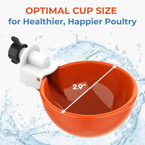 8-Pack) Lil'Clucker Large Automatic Chicken Waterer Cups | Chicken Water Feeder Suitable for Chicks, Duck, Goose