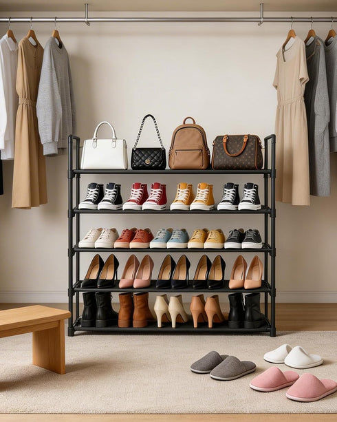 Yegazte 5 34.3" 20-25 Closet, Tier Shoe Rack Large Capacity, Wide Adjustable Shoe Organizer for Pairs, Sturdy Non-Woven