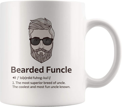 Panvola Bearded Funcle Definition Mug | Uncle Gifts from Niece Nephew, Father's Day Funny Ceramic Coffee Cup