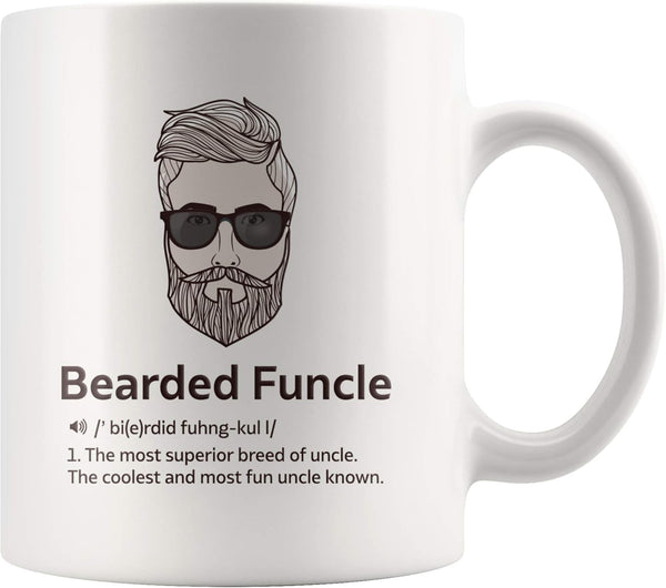 Panvola Bearded Funcle Definition Mug | Uncle Gifts from Niece Nephew, Father's Day Funny Ceramic Coffee Cup