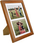 Golden State Art 8.5x11 Brown Wooden Picture Frame - White Mat for 2-5x7 Photos or 8.5x11 Certificate, Real Glass