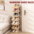 AZERPIAN Shoe Rack (7 Tier) - Vertical Storage Organizer, Narrow Metal Slim Shelf for Closet, Entryway, Bedroom, White