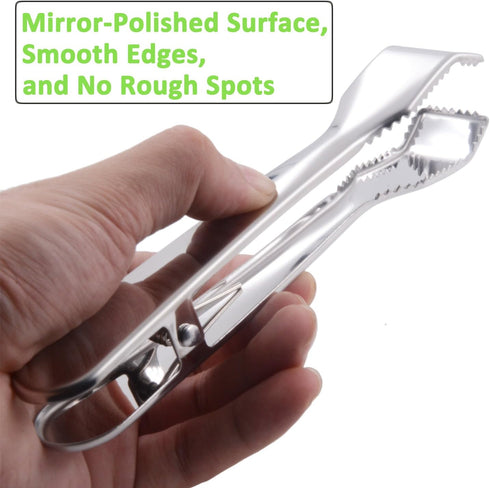 Ice Tongs for Ice Bucket 6-3/4 Inch - Set of 2 Premium 18/8 Stainless Steel Tongs with Teeth
