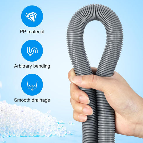 5 Feet Washing Machine Drain Hose, Flexible Washer Drain Hose Extension, Universal Dishwasher Kits with 1 Hose 4 Clamps
