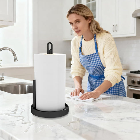 Countertop, Paper Towel Holder Black Paper Towel Holder with Anti Slip Weighted Base, Stainless Steel Heavy Duty