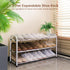 3-Tier Closet Gonfoam Expandable Shoe Rack,Adjustable Shoe Shelf Storage Organizer Heavy Duty Metal Free Standing Shoe