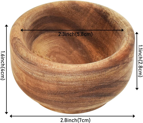 Acaica Wood Condiment Cups Tiny Mini Pinch Bowls Cups, Dip Sauce, Nuts, Candy, Fruits, Appetizer, and Snacks,Dia 2-3/4" x 1-1/2", Set of 3