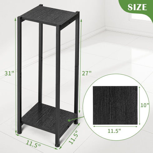 Indoor,31 Inch Stands,2 Dipion Tall Plant Stand Plant Tier Metal Plant Stand with Heavy Duty Wood,Black