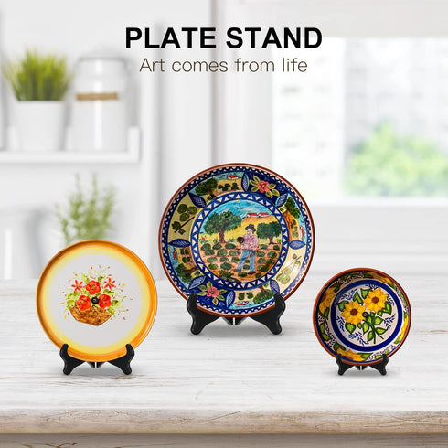 3 Pcs Wooden Display Stand, Decorative Plate Stands, Black Easel Stand for Pictures, Cook Books, Wedding Decors