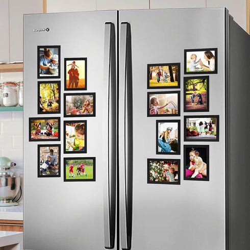 CRUGLA 4x6 Magnetic Picture Frames - 12 Packs, Black Photo Frame Set for Refrigerator