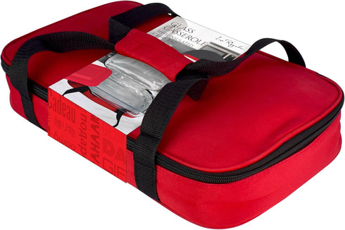 HW1236 Glass Casserole with Insulated Bag, Ideal for Picnic, Potluck, Hiking, Beach Trip