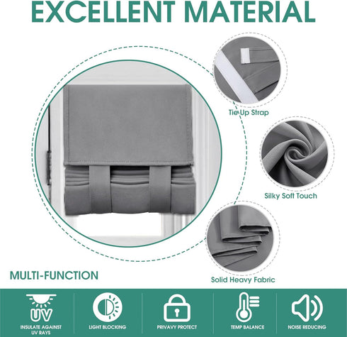 HOMEIDEAS Side Door Curtains for Small Windows, 2 Panel Privacy Covering for Glass Door, Grey