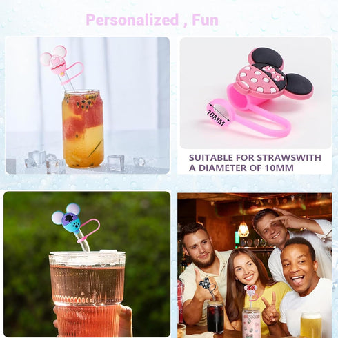 9 pcs Silicone Straw Covers for Stanley 20 30&40 Oz Cup, Cute Mouse Ears Dust-Proof Straw Caps