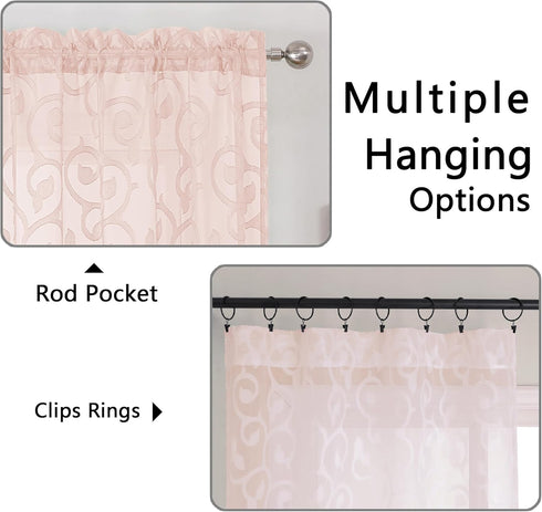 OWENIE Furman Sheer Curtains Set, 2 Panels 45 Inch Length for Living Room Bedroom, 42Wx45L inch