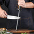 Kitchen Knife Sharpener Rod, 13 inch Carbon Steel Professional Honing Rod with Hanging Holes