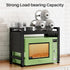 Expandable Microwave Stand Countertop, 2-Tier Adjustable Rack with 8 Hooks & 2 Holders, Heavy Duty Carbon Steel Shelf