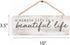 Beautiful Life Whitewash Pine Wood Slat Hanging Wall Sign, 10 x 3.5 Inch