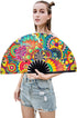 Amajiji Large Folding Hand Rave Fan, Popping Fan for Line Dancing, Party, Decoration, Festival (Dream Flower)