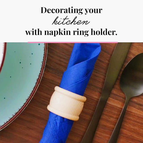 tuuli Kitchen Wooden Napkin Rings, 6-Piece Set for Table Decoration, 1.69 x 1.26 inches