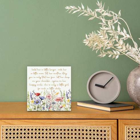 UYVQXA Girl Nursery Decor Nursery Wildflower Wood Sign Hold Her a Little Longer Wooden Box Sign Baby Girl Room Table
