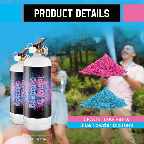 2Pack Gender Reveal Fire Extinguisher Pink or Blue Large Gender Extinguishers Smoke Powder for Boy or Girl Baby Gender