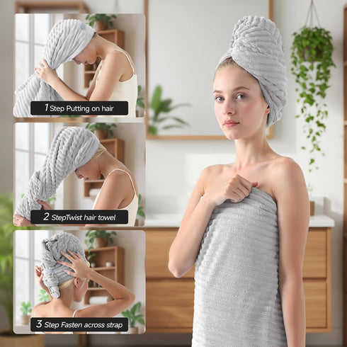 Set 8 8 2 2 2 2 REDKISS Gray Bath Towels Piece - Microfiber Bathroom Towels of Large, Highly Absorbent Bath Towel, Soft