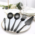 LIANYU 5-Piece Matte Black Serving Utensils Set, Stainless Steel Serving Set with Spoon, Fork, Flatware for Buffet