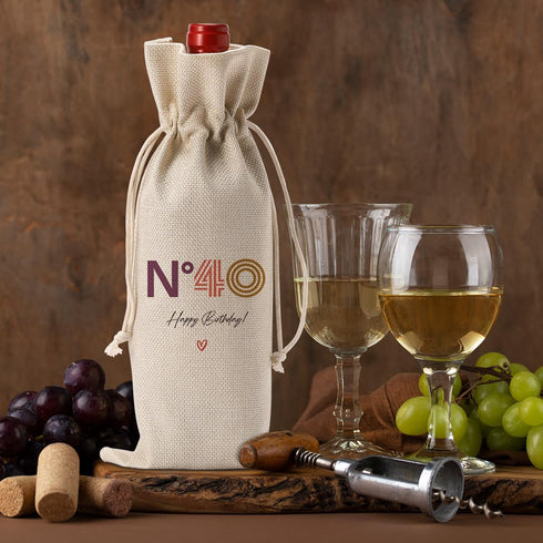 Happy 40th Birthday Wine Bag, Unique Gifts for Women & Men, Cool 40 Year Old Birthday Party Decorations