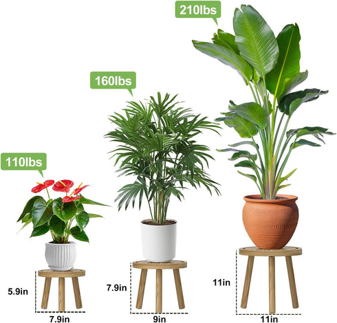 YUZUKYAUY 3 Pack 3 Pack) Plant Stand Indoor Outdoor Mid-Century Modern Plant Stool Wooden Plant Pot Holder Home Decor