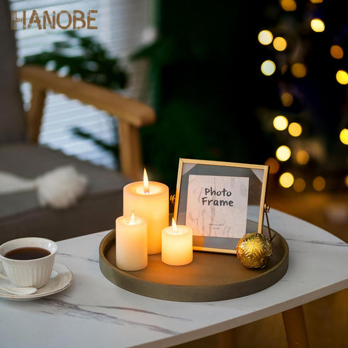 12" Hanobe Decorative Coffee Table Tray: Round Gold Tray for Home Decor - Circle Ottoman Trays for Entryway Table