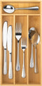 Bamboo Silverware Organizer, Kitchen Drawer Utensil Holder, Natural 4 Slots Flatware Organizer Tray