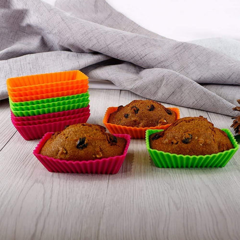 Webake Jumbo Cupcake Liners - Rectangular 4.3 Inch Silicone Baking Cups, Reusable Muffin Cups (Pack of 12)
