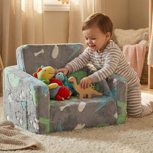 SUFUS 2-in-1 Baby Toddler Couch Chair Kids Foldable Toddler Fold Out Couch Sofa for Playroom Pull Out Children