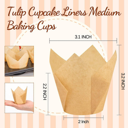 300PCS Standard Tulip Parchment Cupcake Liners, Baking Cups for Muffins, Perfect for Parties & Catering