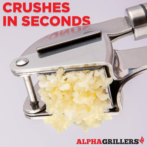 Garlic Press Stainless Steel - Professional Mincer and Crusher with Silicone Peeler, Dishwasher Safe