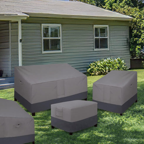 (1 Pack-25"x25"x17", Easy-Going Outdoor Ottoman Cover, Heavy Duty Waterproof Patio Furniture Cover with Padded Handles