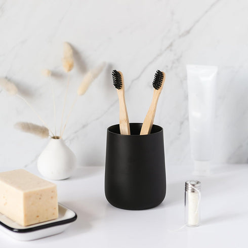 Countertop, Yew Design Matte Black Toothbrush and Toothpaste Holder and Cup for Bathroom Vanity and Round Organizer
