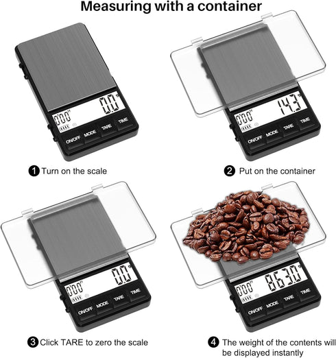MAXUS Espresso Scale with Timer - 1000g/0.1g Drip Coffee Scale, Handy Barista Scale with Backlit LCD for Fast Reading