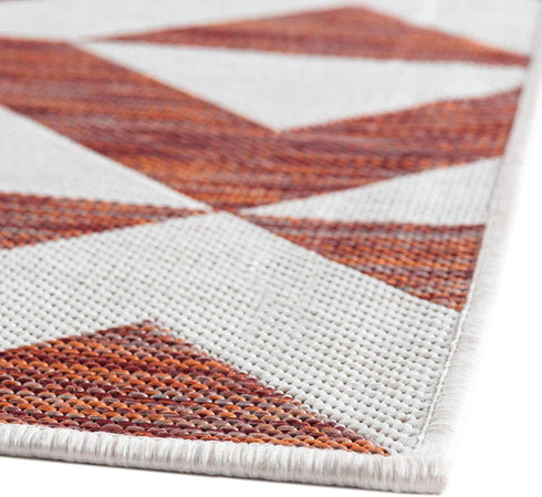 Unique Loom Outdoor Collection Area Rug - Napa, 2' 2' x 3' 1' Rectangle, Rust Red/Ivory