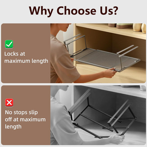 Sincereshe Closet(1-Pack) Expandable Under-Shelf Shoe Rack for - Adjustable Under Shelf Storage Organizer, No-Tool