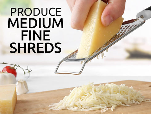Zulay Kitchen Professional Cheese Grater, Stainless Steel, Durable Rust-Proof Metal Lemon Zester Grater, Black Handheld