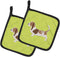 Caroline's Treasures BB3802PTHD Basset Hound Checkerboard Green Pair of Pot Holders, 7 1/2 x 7 1/2